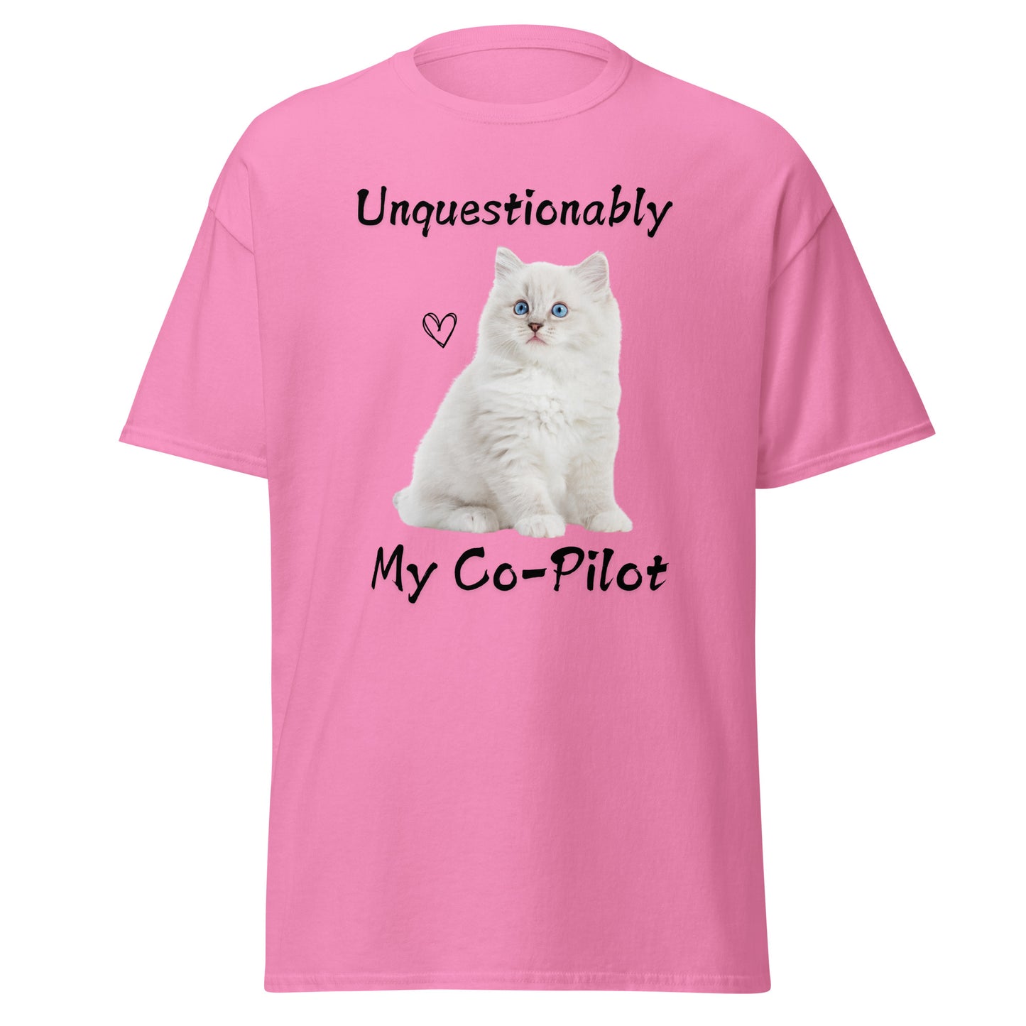 Unquestionably My Co-Pilot White Cat Unisex Tee