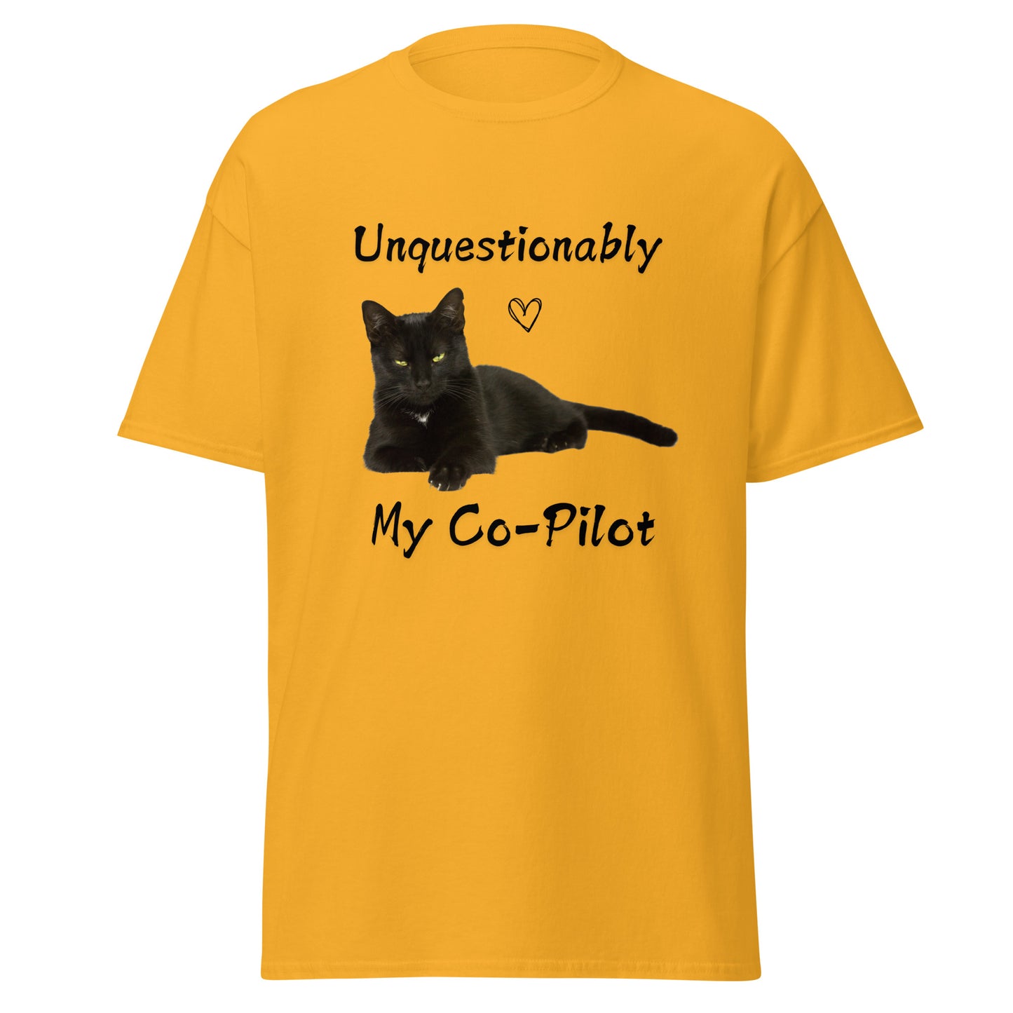 "Unquestionably My Co-Pilot" Black Cat Unisex Tee