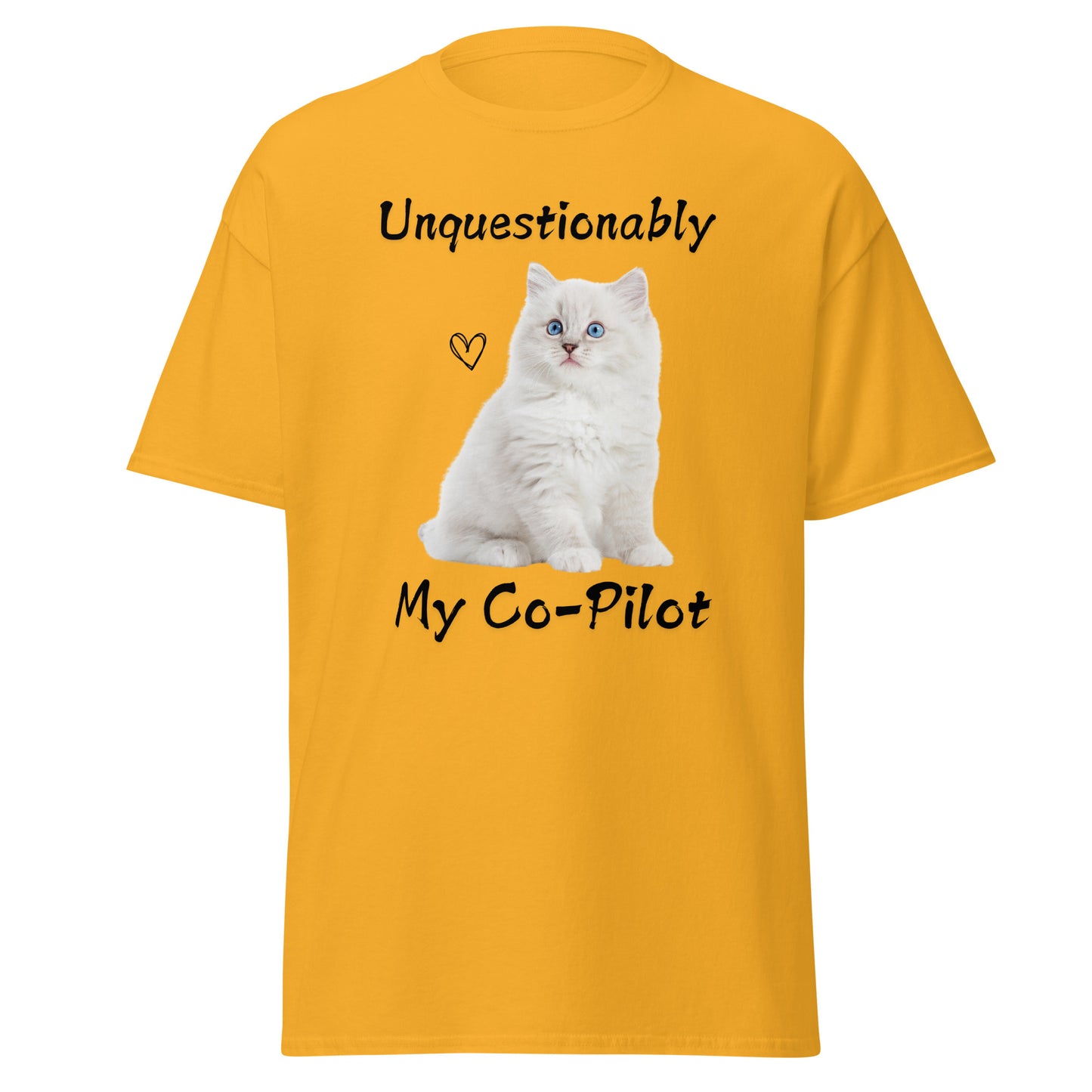 Unquestionably My Co-Pilot White Cat Unisex Tee
