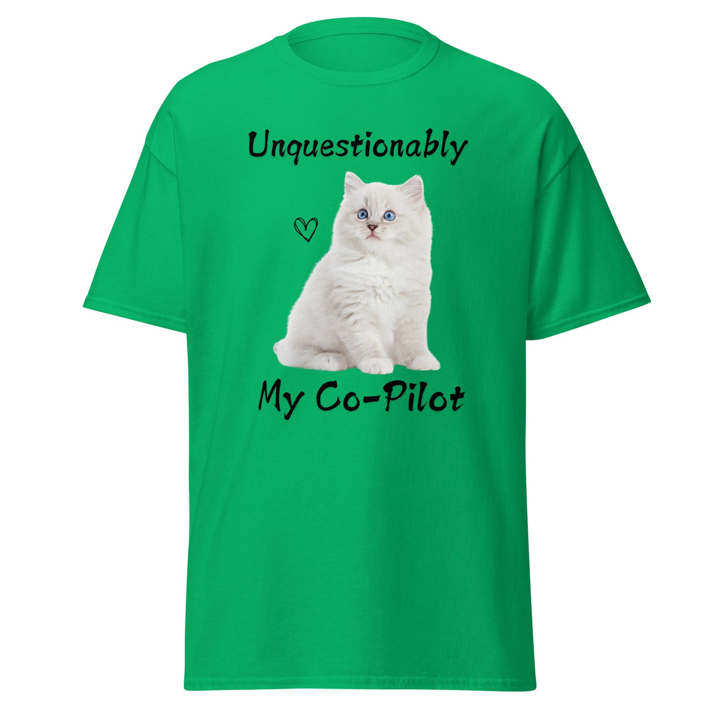 Unquestionably My Co-Pilot White Cat Unisex Tee