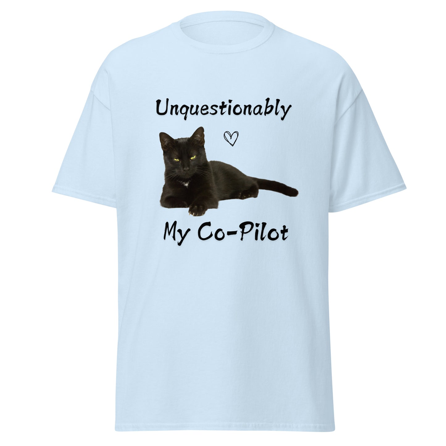 "Unquestionably My Co-Pilot" Black Cat Unisex Tee