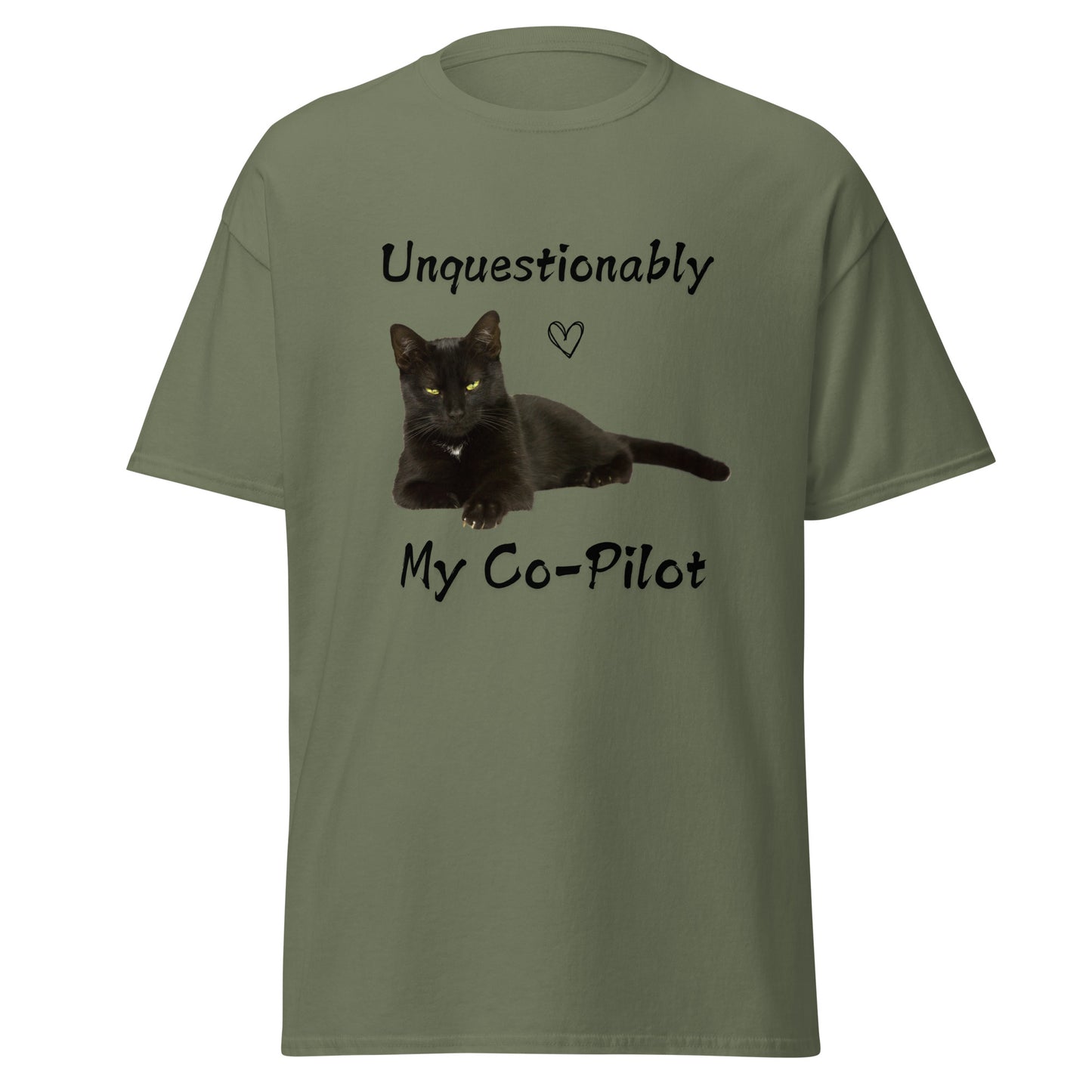 "Unquestionably My Co-Pilot" Black Cat Unisex Tee