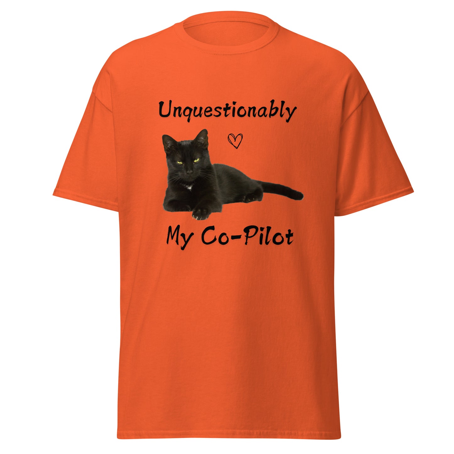 "Unquestionably My Co-Pilot" Black Cat Unisex Tee
