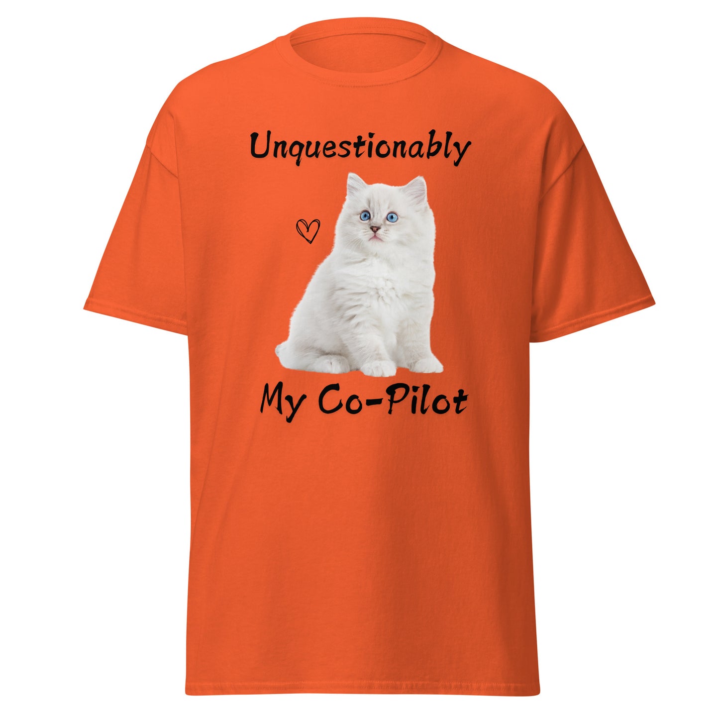 Unquestionably My Co-Pilot White Cat Unisex Tee
