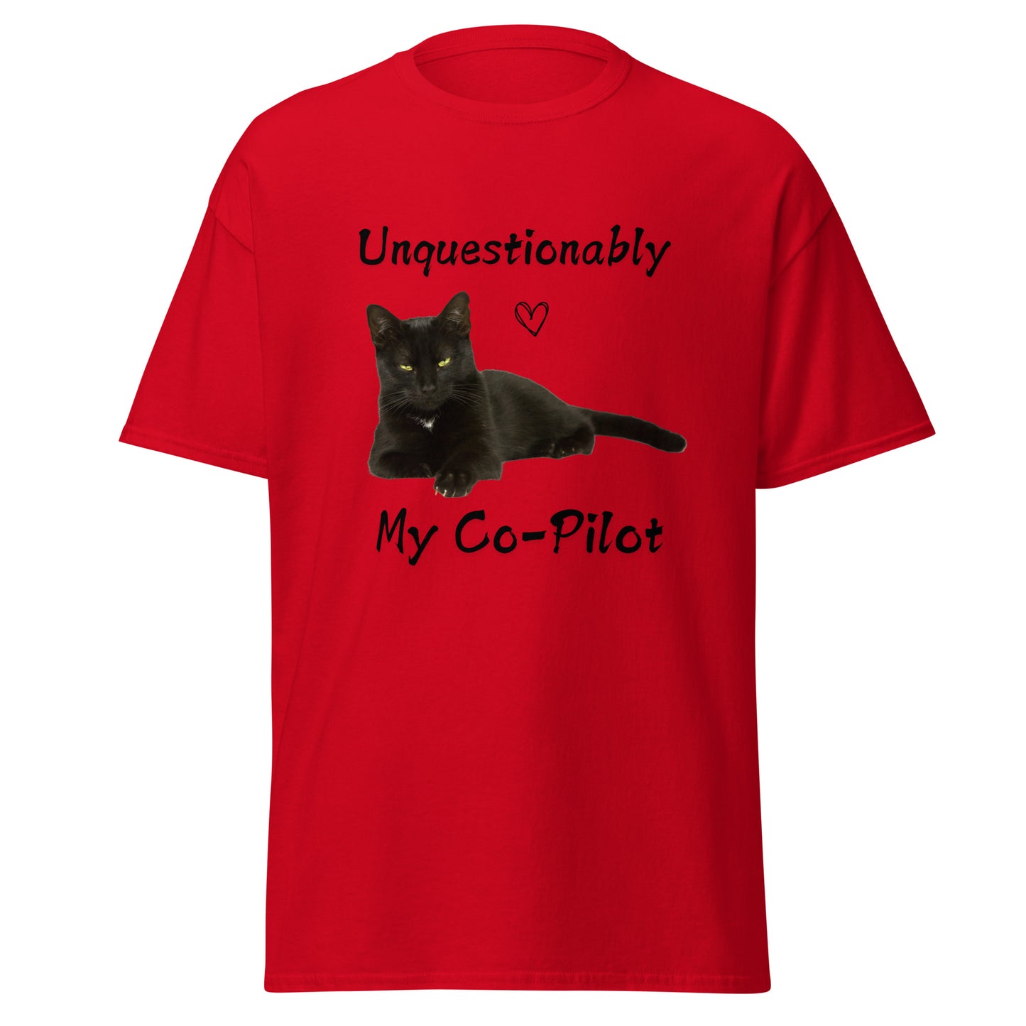 "Unquestionably My Co-Pilot" Black Cat Unisex Tee