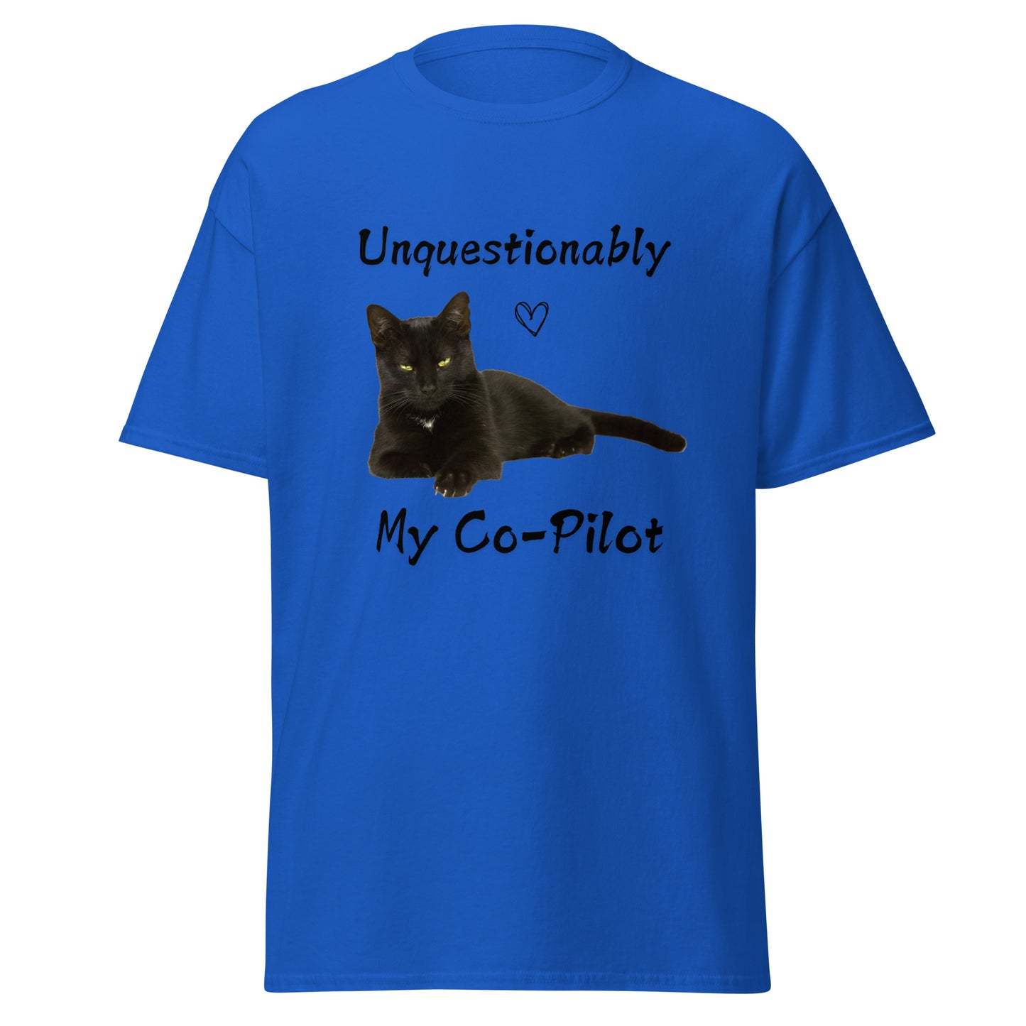 "Unquestionably My Co-Pilot" Black Cat Unisex Tee