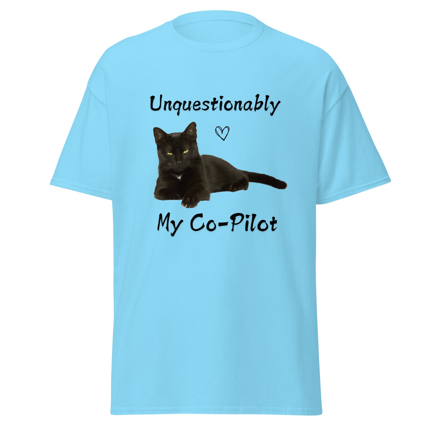 "Unquestionably My Co-Pilot" Black Cat Unisex Tee
