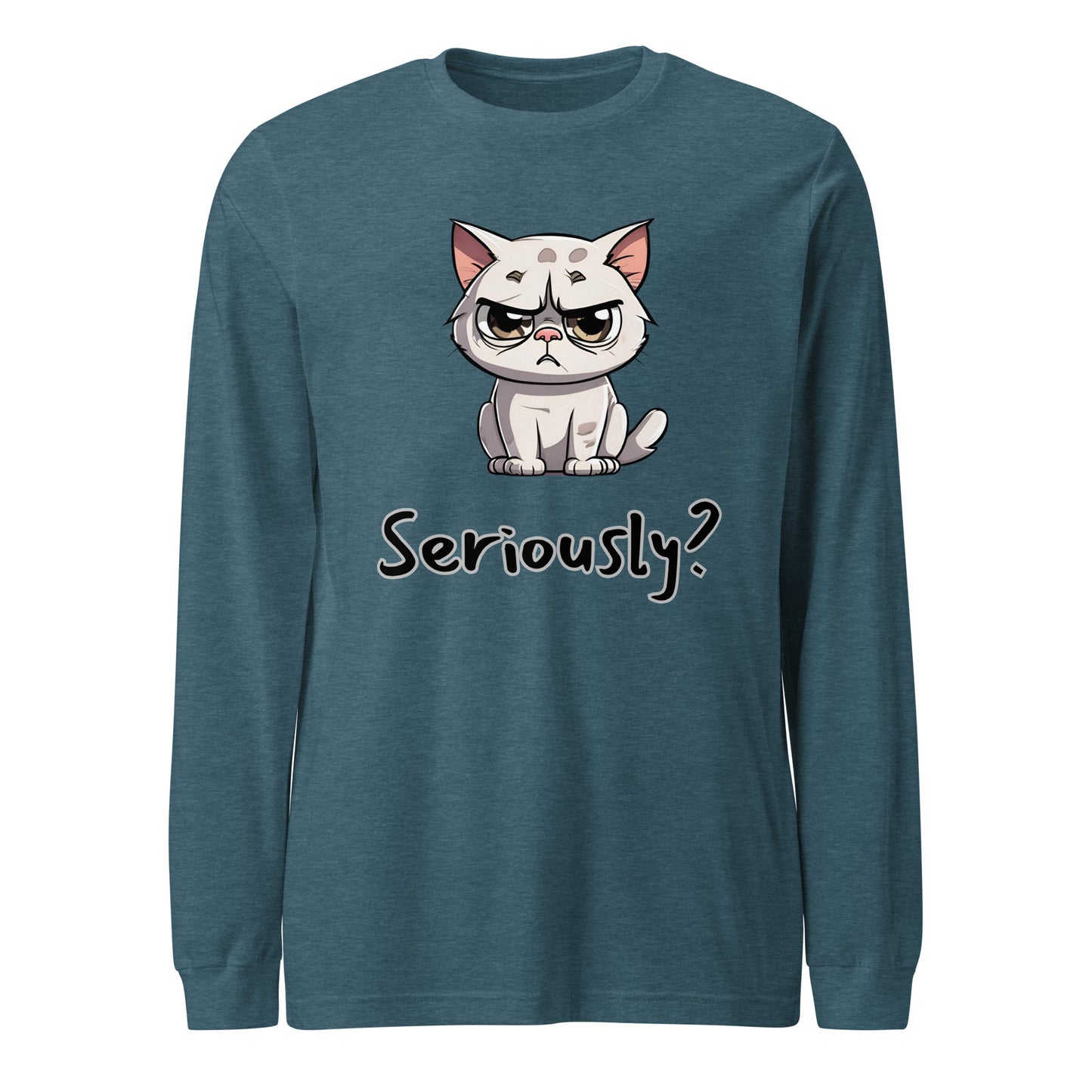 "Seriously" (Disagreeing) Cat Unisex Long Sleeve Tee