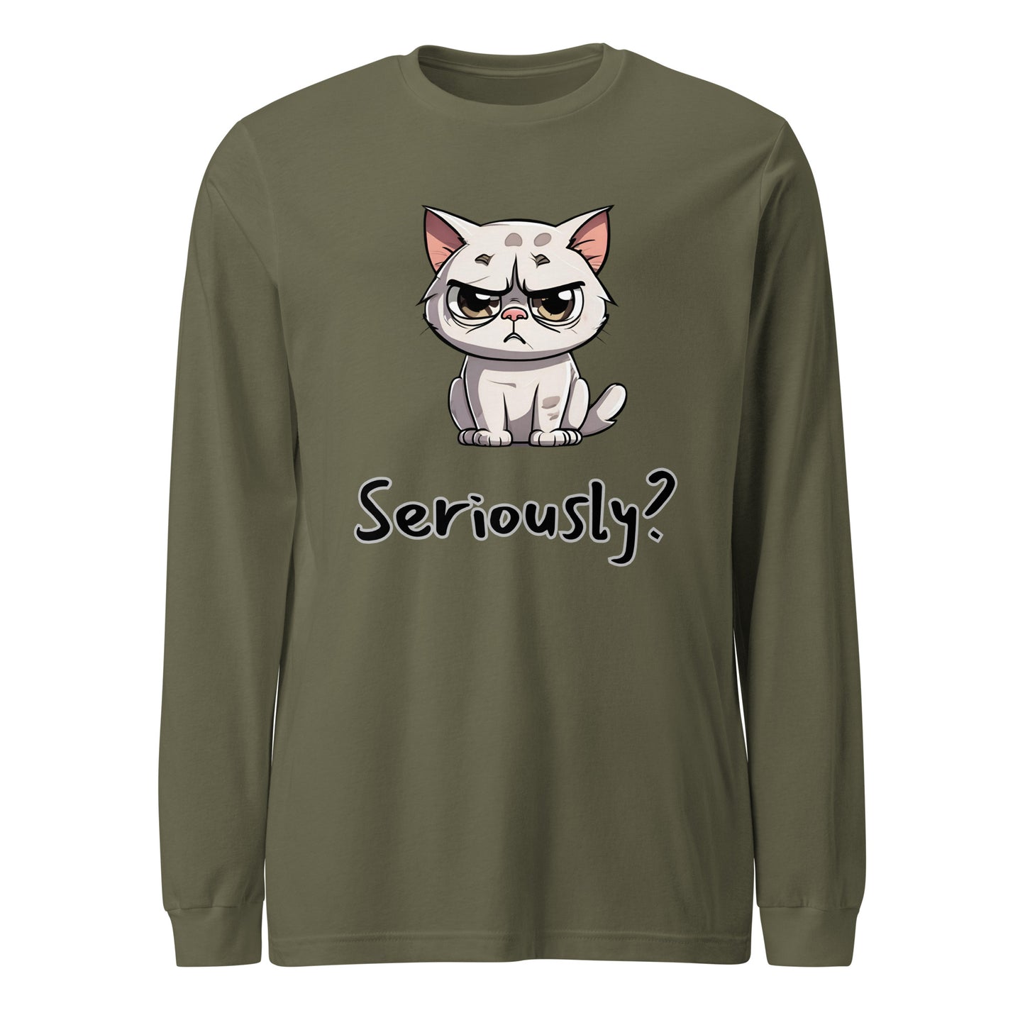 "Seriously" (Disagreeing) Cat Unisex Long Sleeve Tee