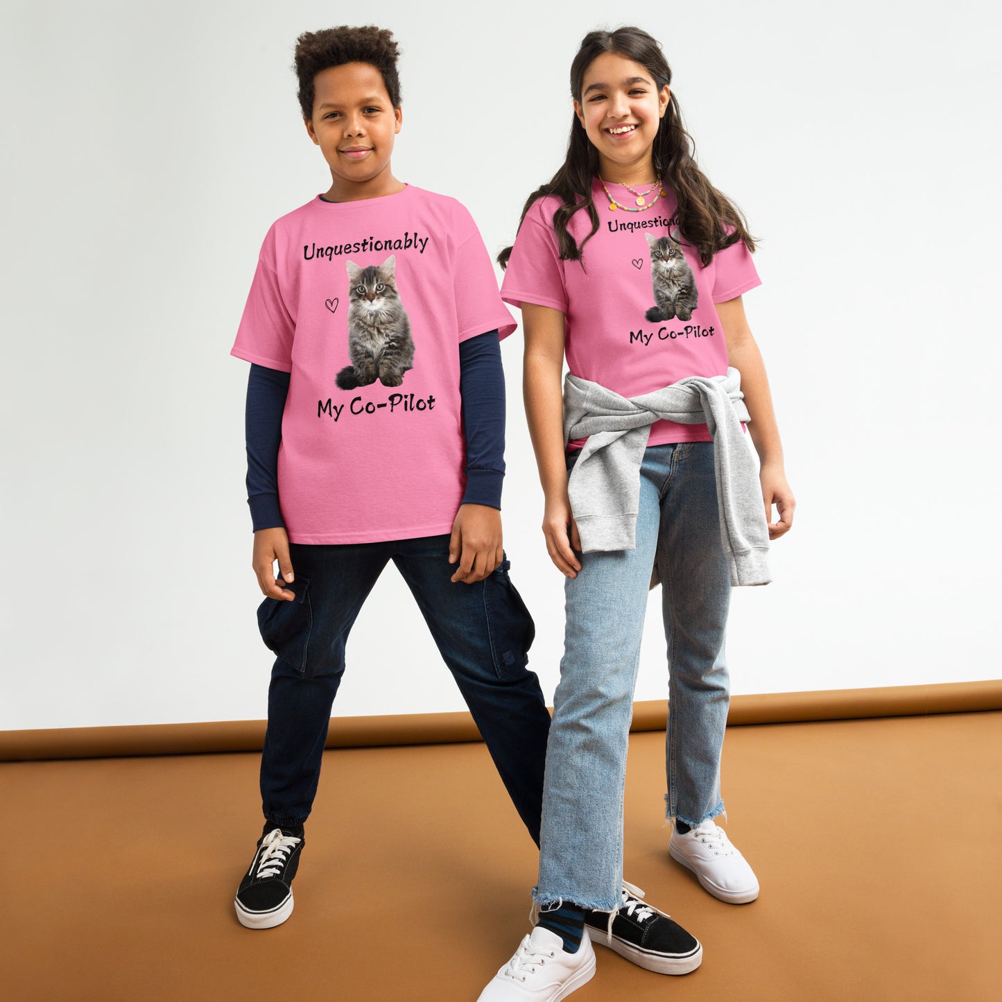 "Unquestionably My Co-Pilot" Long Haired Cat Youth Tee