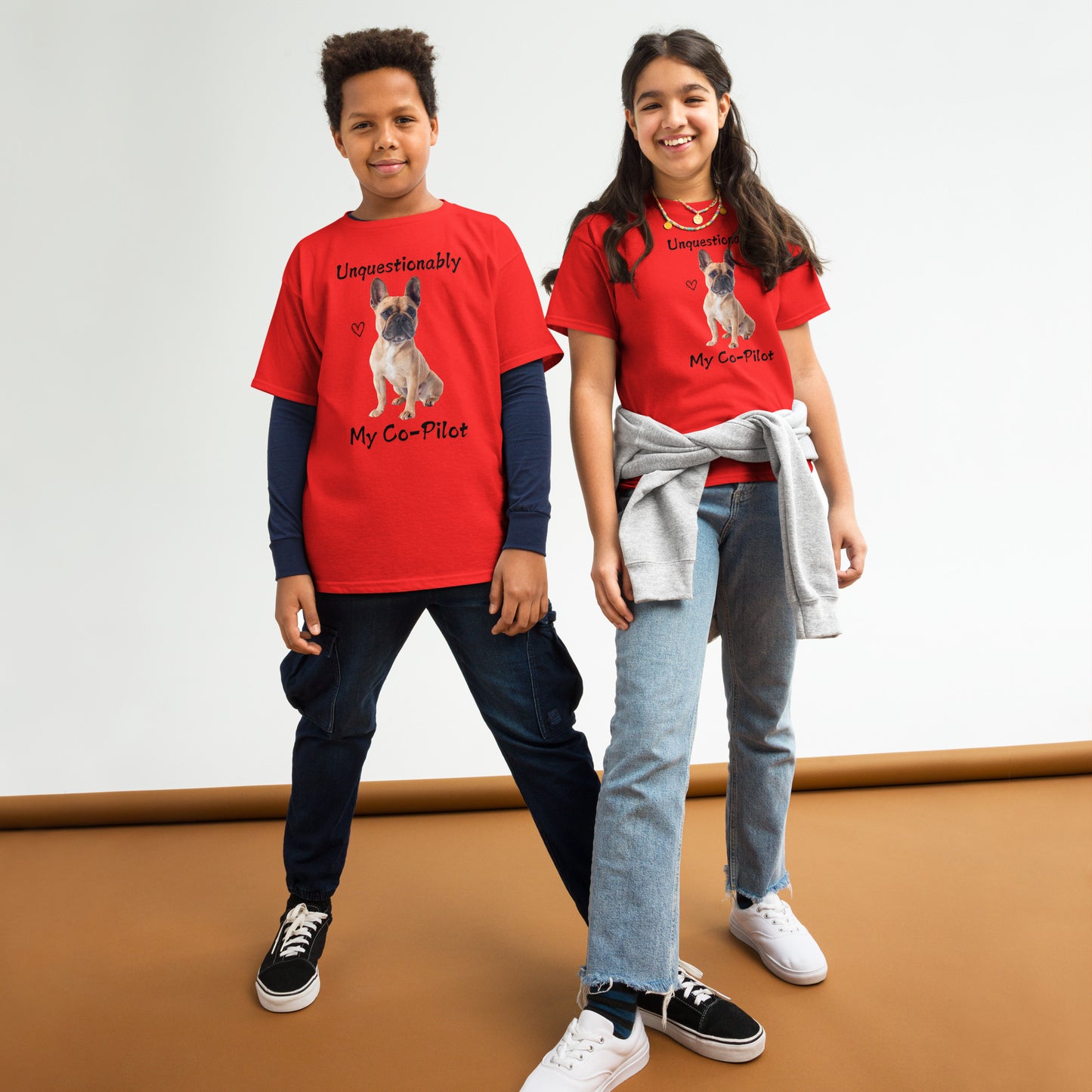Unquestionably My Co-Pilot French Bulldog Youth Tee