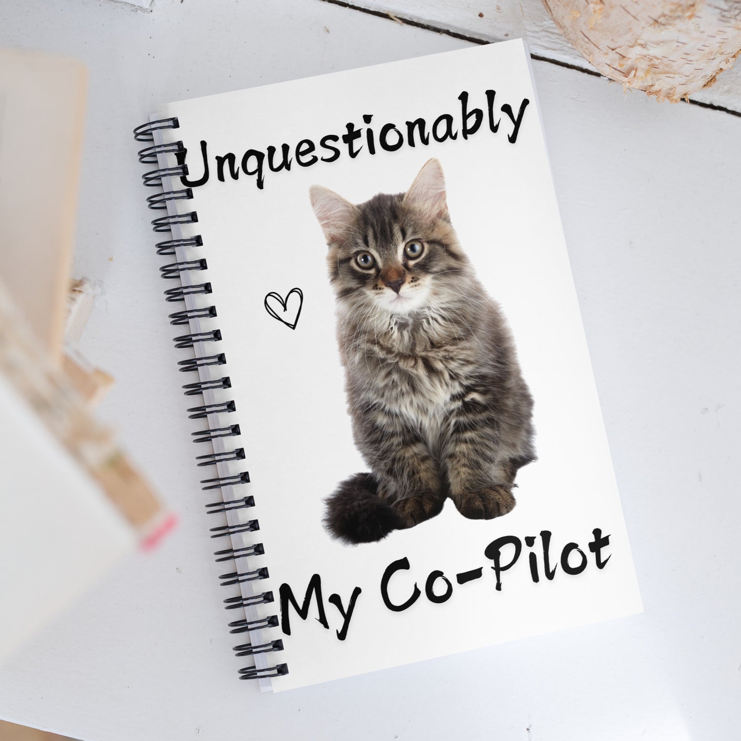 Unquestionably my Co-Pilot Long Haired Cat Spiral notebook