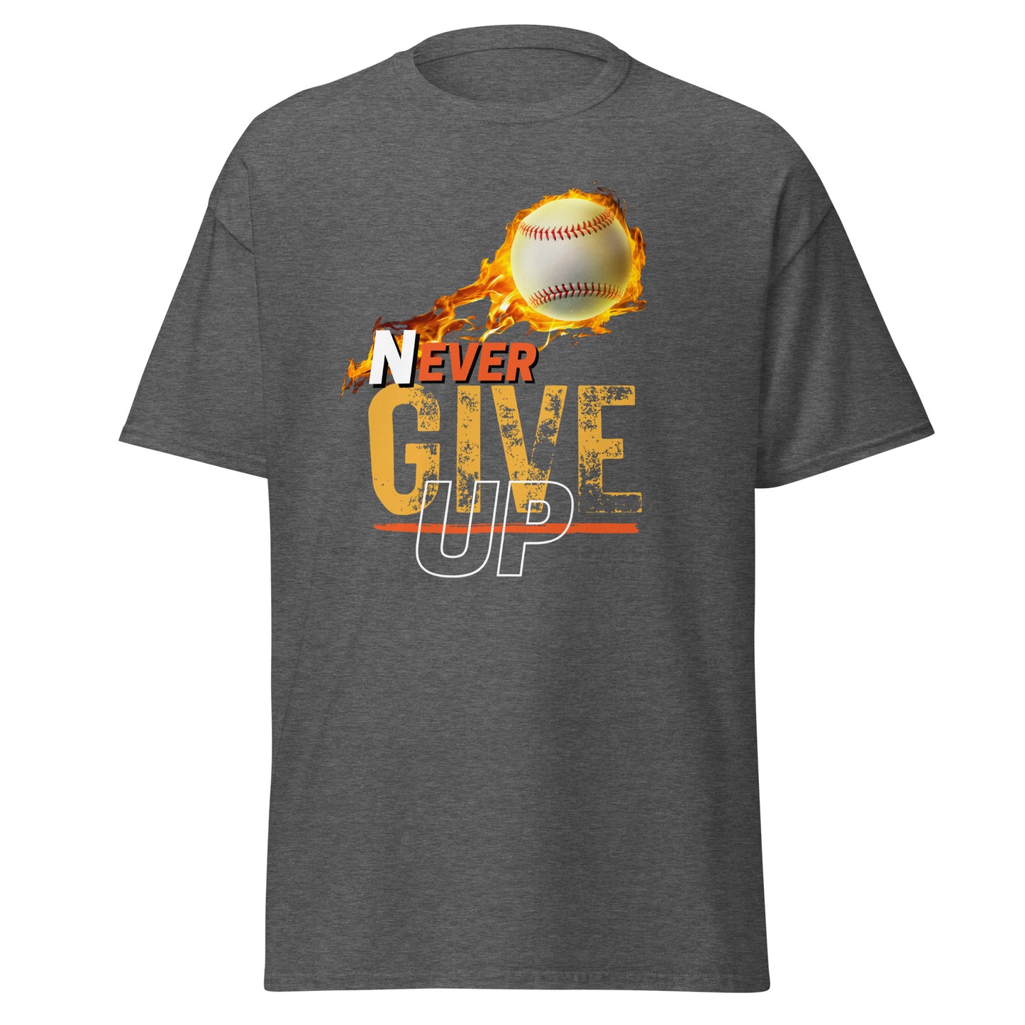 Never Ever Give Up! Baseball Unisex Tee