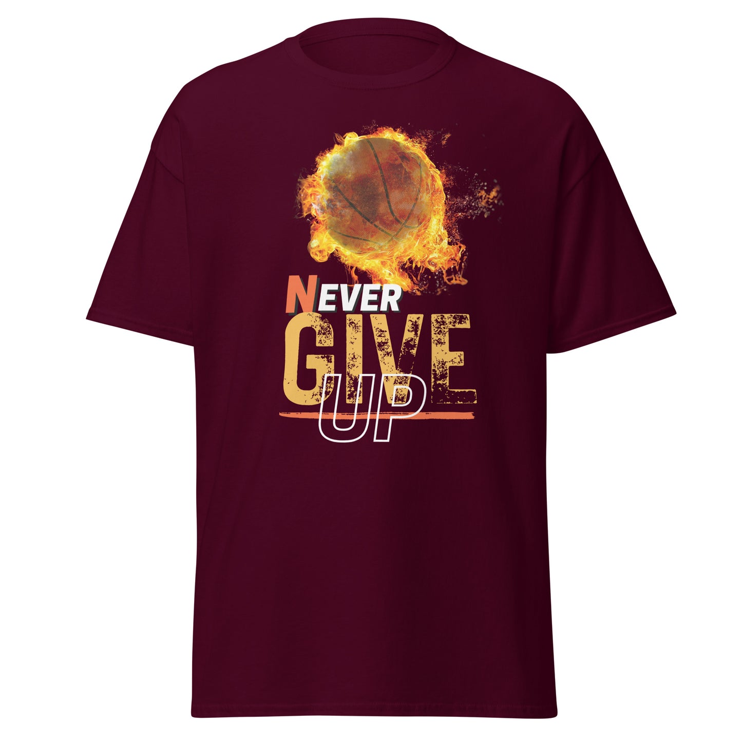 Never Ever Give Up' Basketball Tee - Unisex