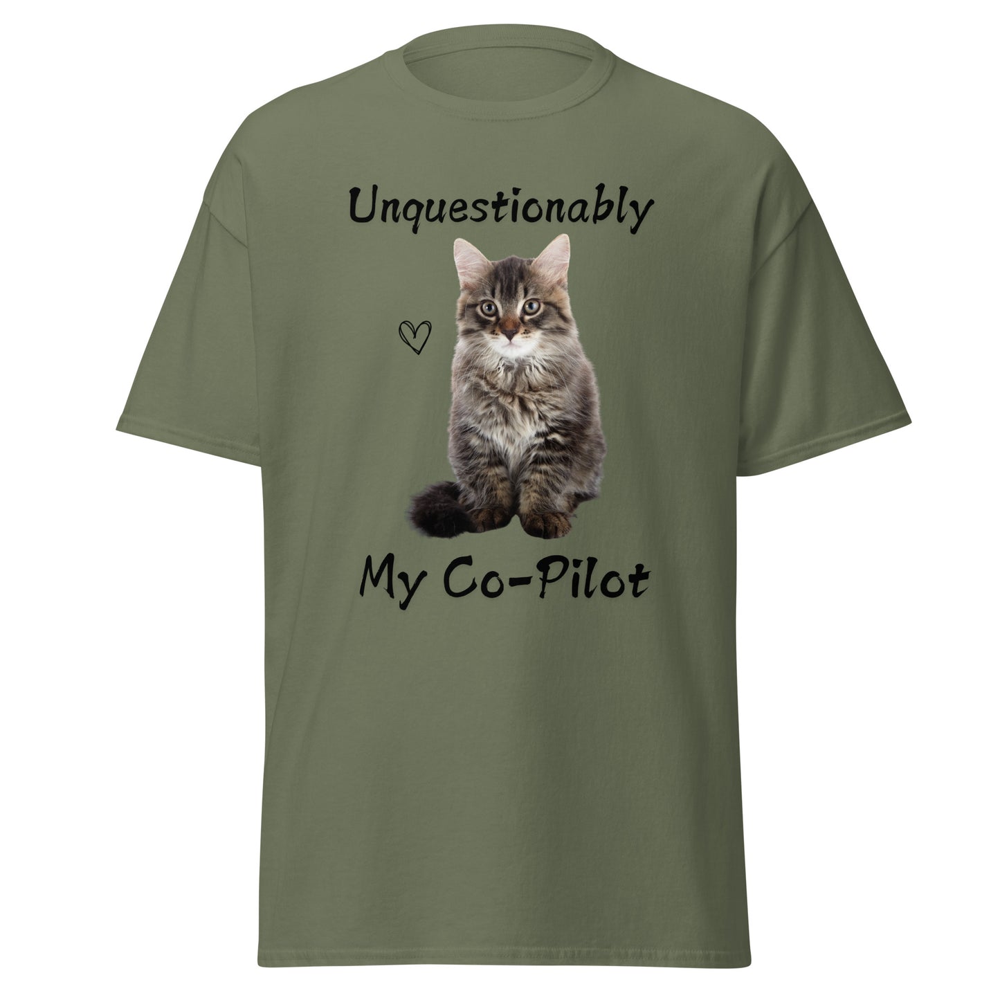 Unquestionably My Co-Pilot Long Haired Cat Unisex Tee