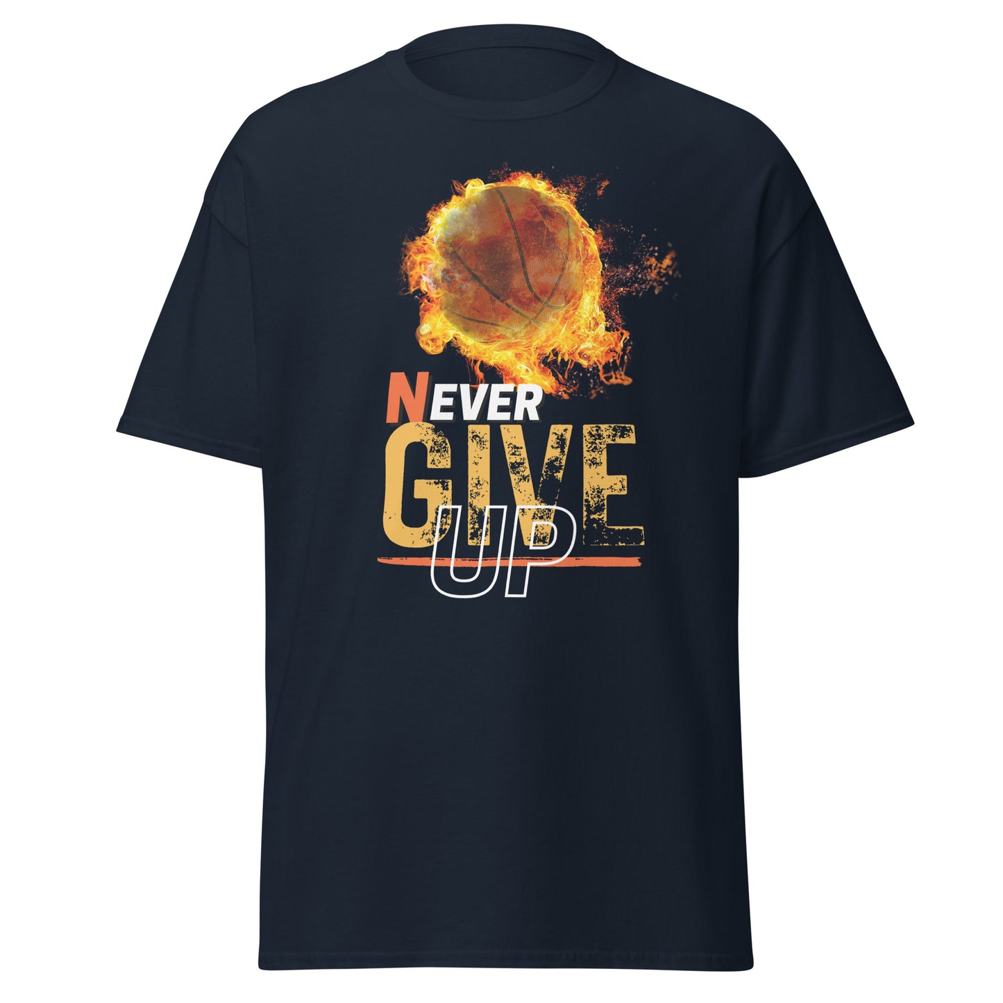 Never Ever Give Up' Basketball Tee - Unisex