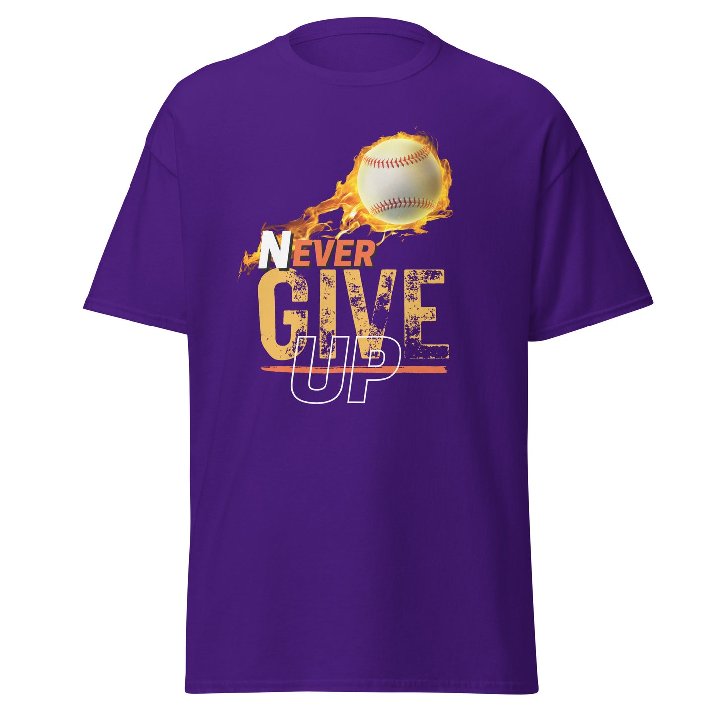 Never Ever Give Up! Baseball Unisex Tee