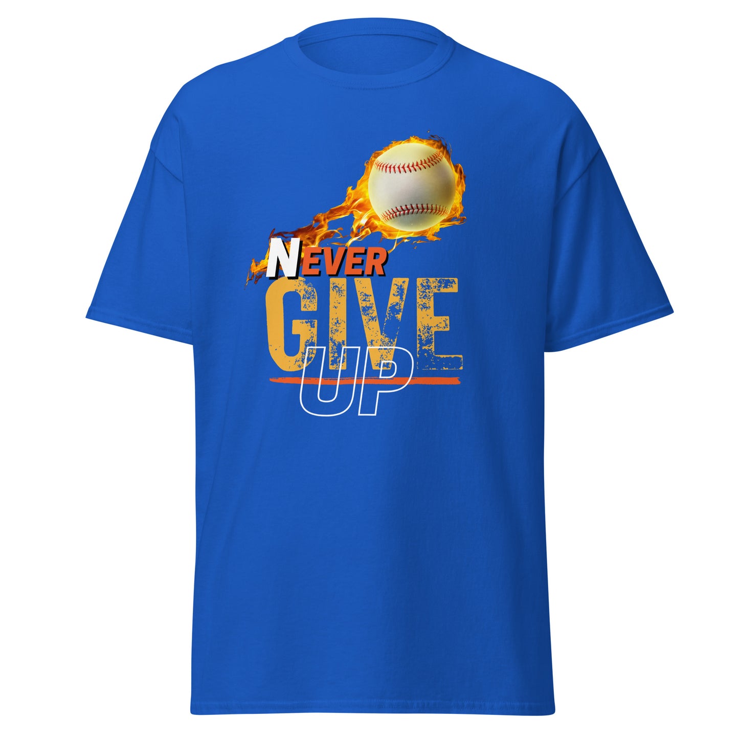 Never Ever Give Up! Baseball Unisex Tee