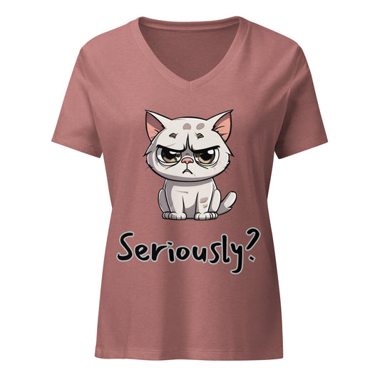 "Seriously?" (disagreeing) Cat: Women’s V-neck Tee