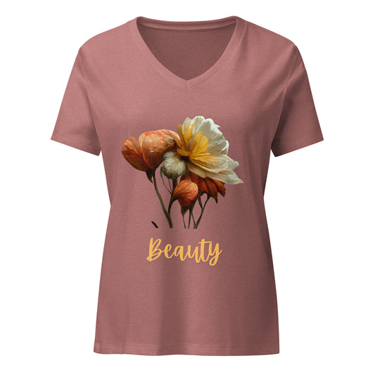 Beauty Floral Women’s V-Neck T-shirt